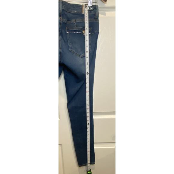 Guess Womens 28 Blue Denim Jeans Curve X 5 Pockets Stretchy Rhinestones Curvy - Picture 8 of 10